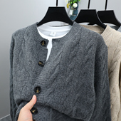 圆领针织开衫 毛衣外套宽松休闲外穿麻花上衣 男士 男2025秋冬季 新款