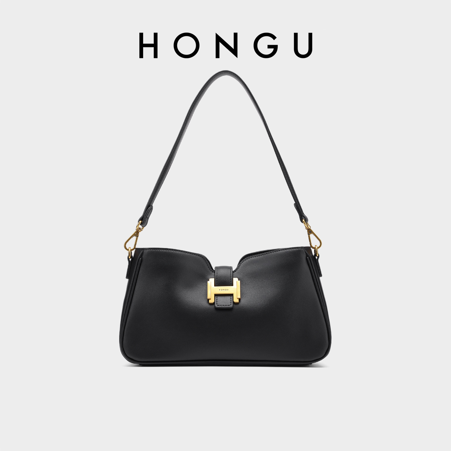 HONGU/红谷简约百搭新款腋下包通勤女士包牛皮包包女小众时髦款