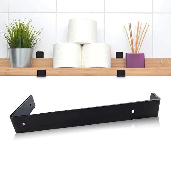 1/2/4 Pack Black J Shelf Bracket Iron Heavy Duty Hook