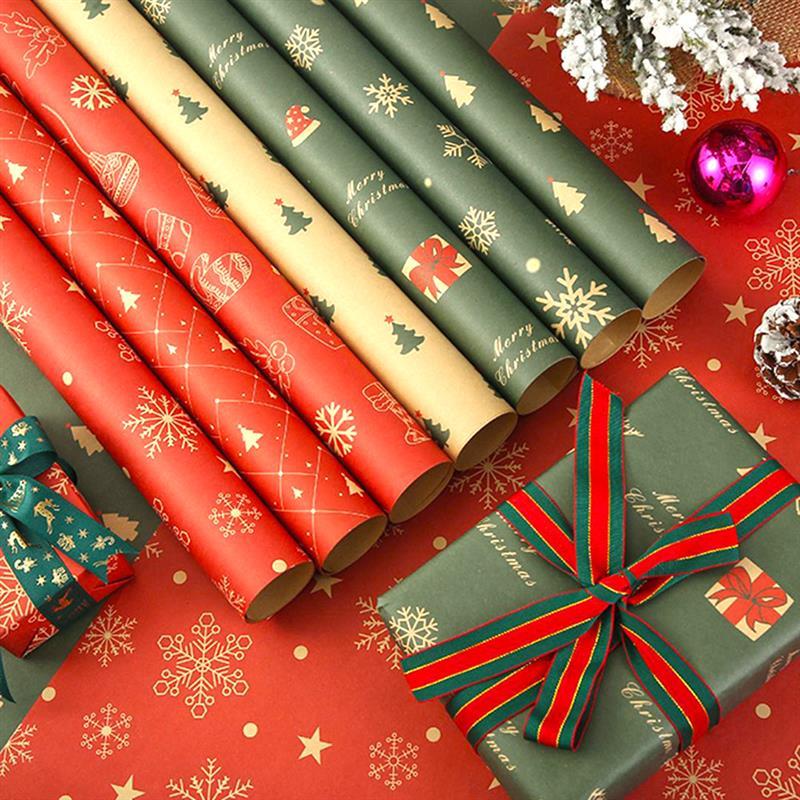 10pc Christmas Gift Wrapping Paper Xmas Tree Snowflake Print