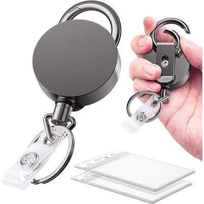 1pcs Retractable Badge Reel ID Card Lanyard Name Tag Metal K
