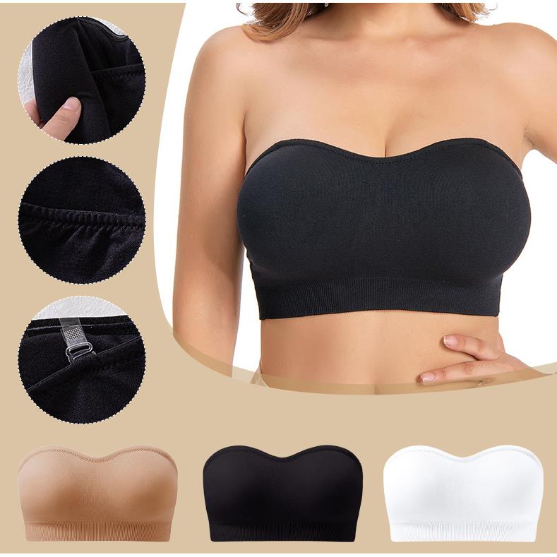Strapless Tube Top Bra for Women Non-Slip Padded Bandeau Bra