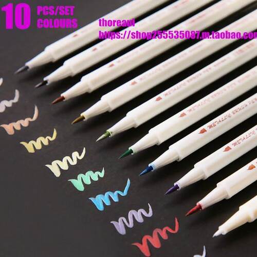 10 Colors Metallic Ink Water Chalk Pen Watercolor Art Marker