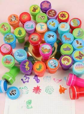 26Pcs Cute Mixed Animal Dinosaur Self-ink Stamps Kids Birthd