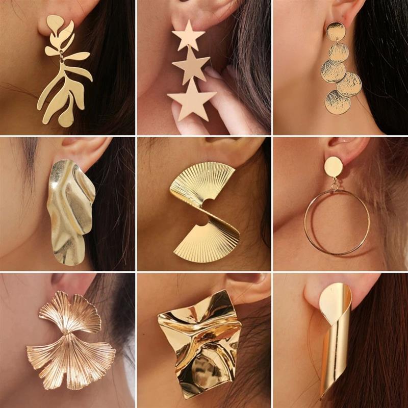 Retro Exaggerate Metal Statement Earrings for Women European