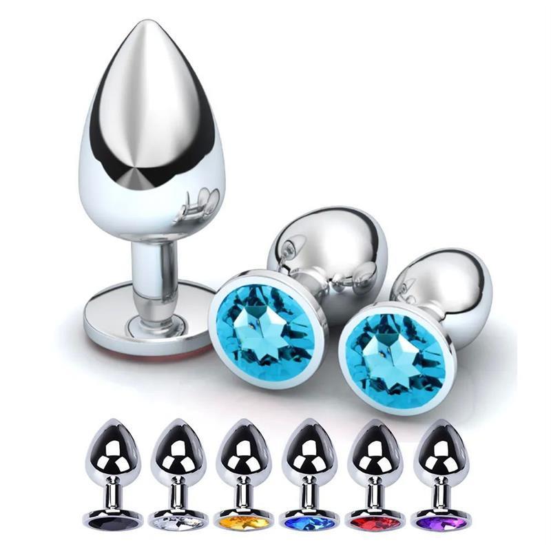 pc Size Anal Plug Round Stainless Steel Crystal Buttplug