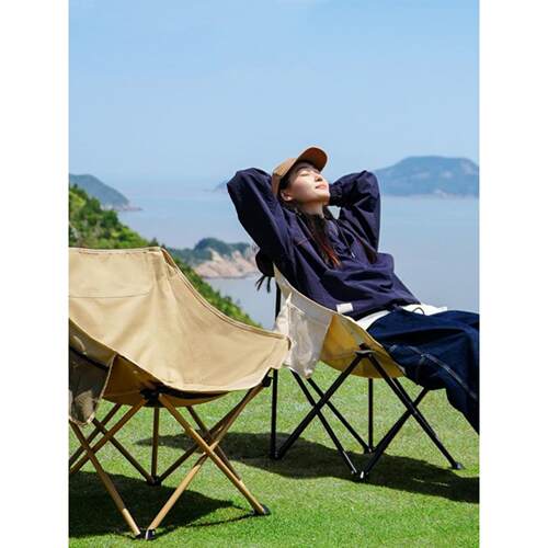 Camping outdoor folding chairs野营户外折叠椅懒人防水月亮椅