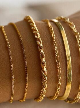 6-piece set bracelets women金属链条女式手饰套装6条装手錬套装