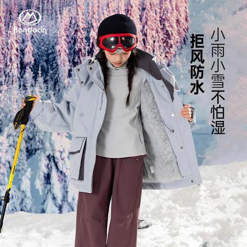 半度闲冬季连帽加绒派克服外套