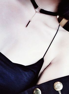 个性时尚黑色锁骨链短款韩国脖子饰品项链女学生颈链简约项圈