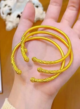 沙金上新祥云紧箍咒金色手镯神话金箍棒开口男女同款时尚手镯雕花