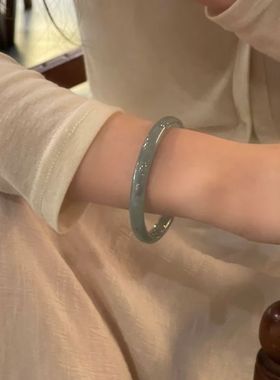 中国风烟灰色古风手镯轻奢女款新中式首饰简约高级七夕节生日礼物