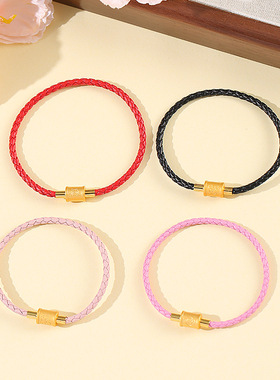 古法金十二生肖磁吸螺丝扣皮绳本命年diy手绳饰品配件百搭情侣款