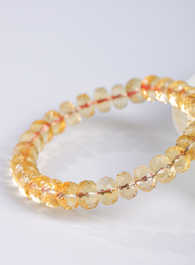 巴西黄水晶盘珠手链黄水晶手串女刻面盘珠首饰黄晶算盘珠