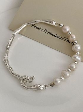 巴洛克异形淡水珍珠手链树杈纹理拼接珍珠手镯韩版气质网红手