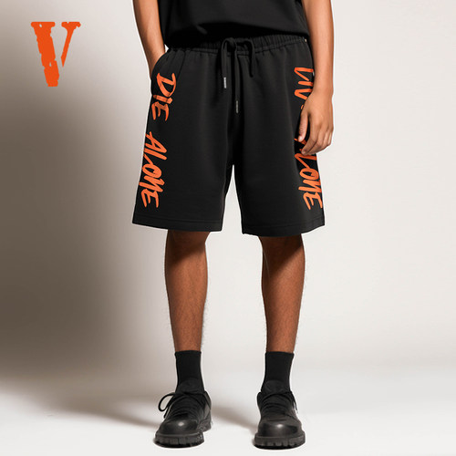 VLONE 字母涂鸦LOGO印花 针织宽松短裤 男女同款