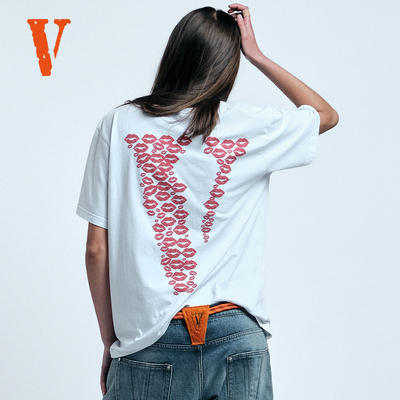 VLONE 美款 经典Staple kiss 大VLogo 重工刺绣 短袖T恤 男女同款