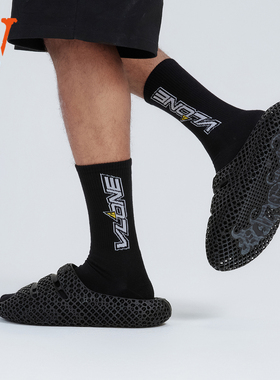 Vlone V-Hex六角星芒 零压 减震 3D打印拖鞋 黑色 男女同款