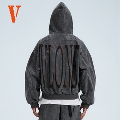 VLONE大LOGO刺绣印花重磅树枝纹做旧水洗宽松连帽外套夹克情侣款