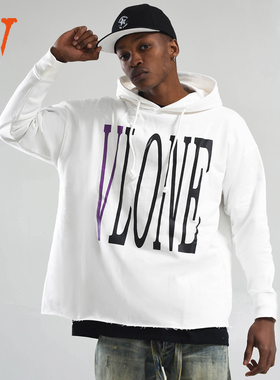 VLONE大logo系列Staple Hoodie经典大Logo连帽卫衣情侣款黑色白色