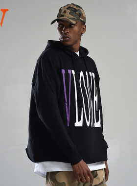 VLONE大logo系列Staple Hoodie经典大Logo连帽卫衣情侣款黑色白色