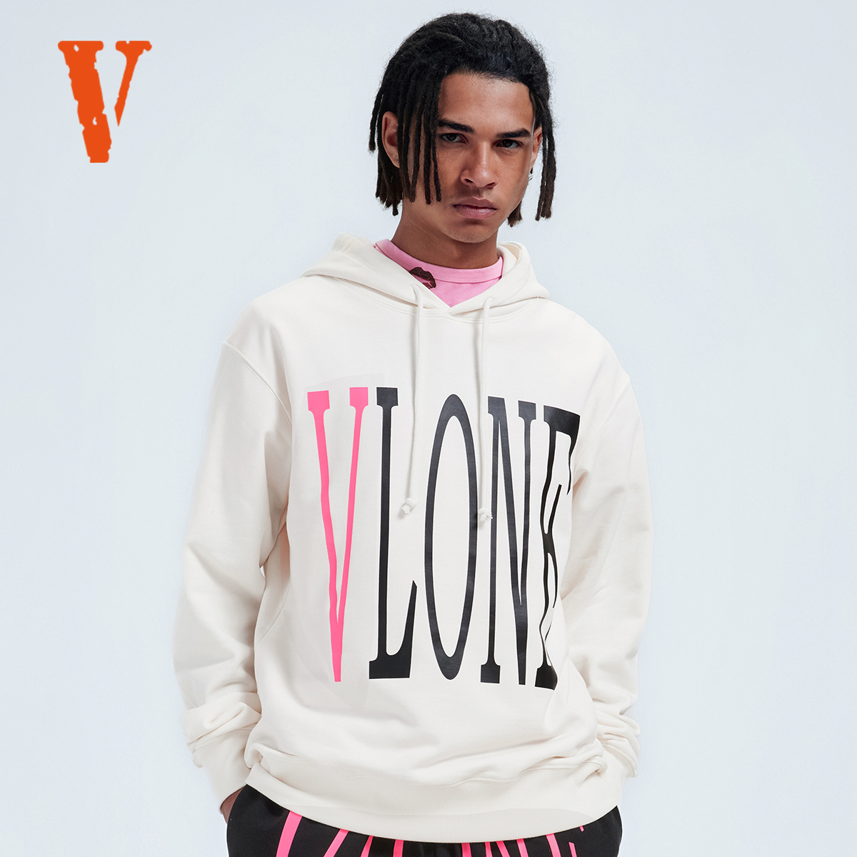 VLONE Staple Hoodle 经典粉色大Logo连帽卫衣 情侣款