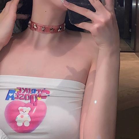 甜酷辣妹y2k星星粉果冻项链女短choker铆钉千禧锁骨链项圈颈链潮