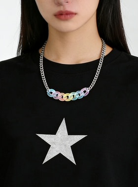休闲风多巴胺链条拼接项链女韩版原宿小众甜酷辣妹时尚锁骨链颈链