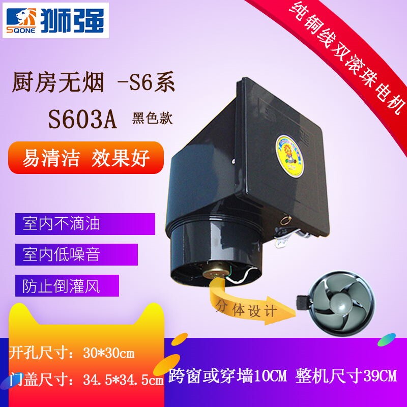 狮强牌S603A厨房油烟排气扇家用力换气扇静音吸抽风机10寸窗式强
