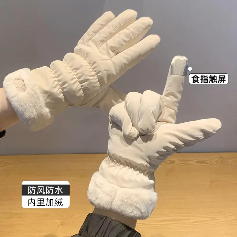 冬季女士触屏加绒加厚保暖手套
