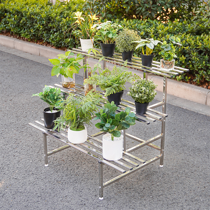 不锈钢花架子阳台户外多层架客厅庭院阶梯式置物架加宽多肉花盆架