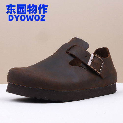 全包单鞋女防水台设计疯马油蜡皮