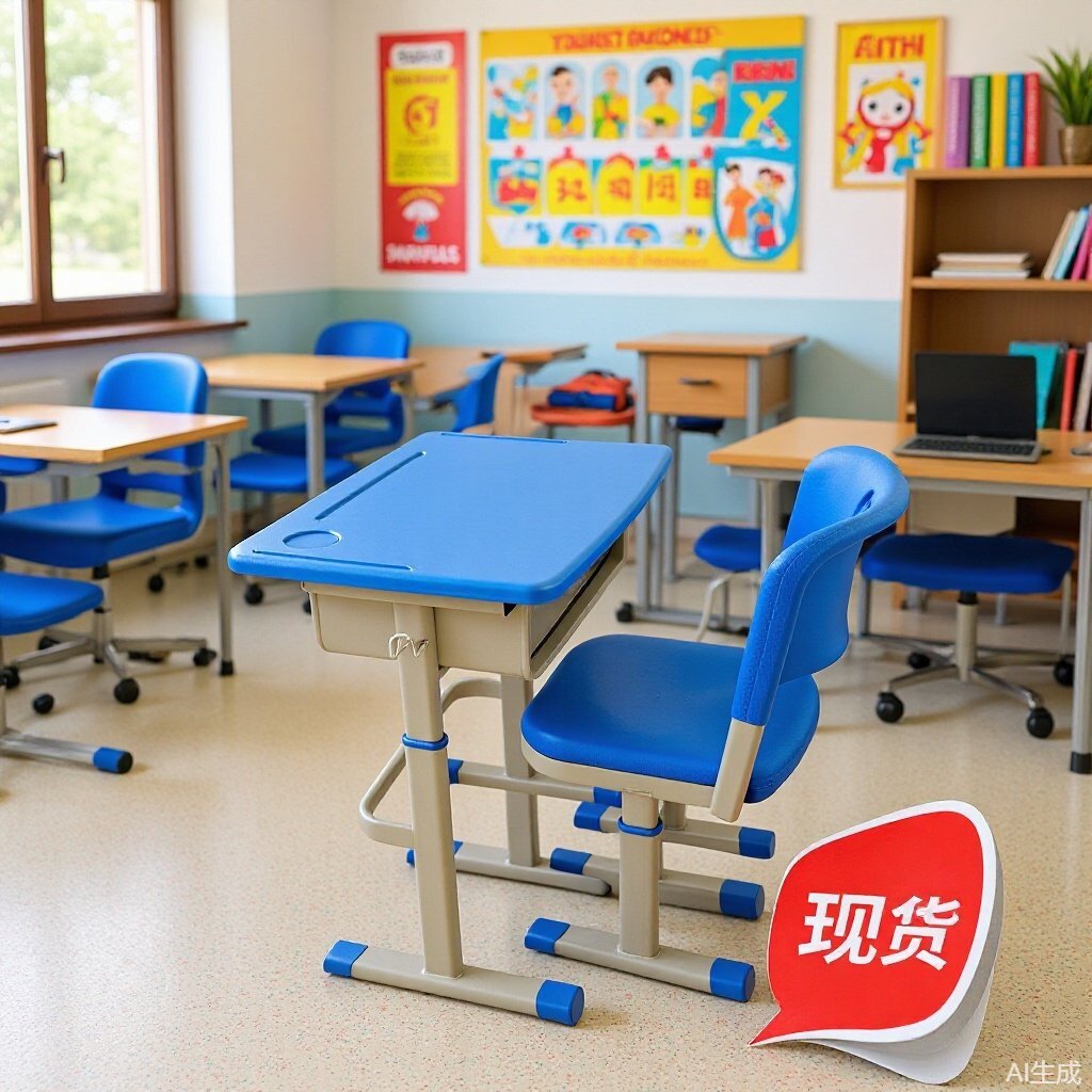 现货可升降学生课桌椅可定制