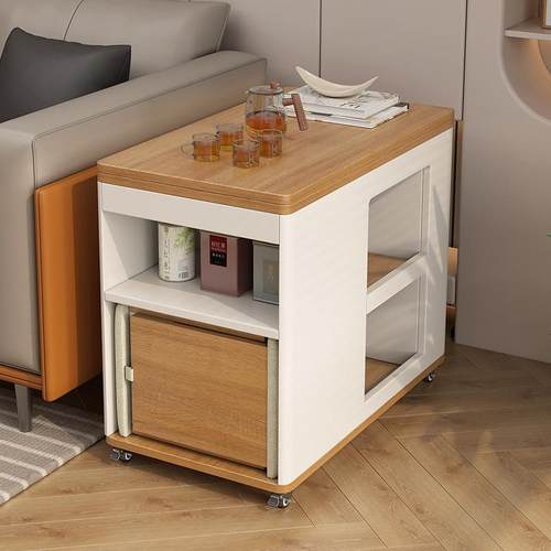 小推车移动茶几折叠茶几小户型北欧简约沙发边几茶几置物架角几柜