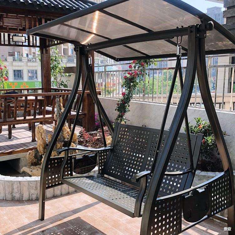 户外秋千摇椅阳台别墅露天吊椅防腐可室外铁艺摇篮庭院秋千床室内