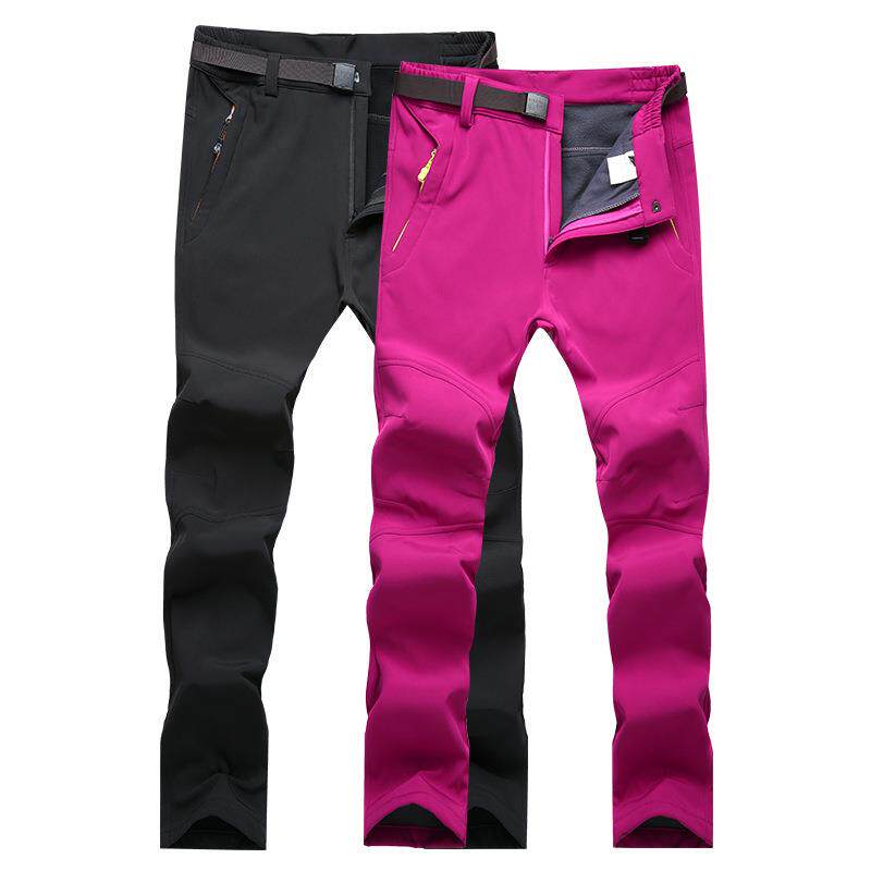 情侣款大码透气加绒软壳冲锋裤男女弹力登山裤可印制