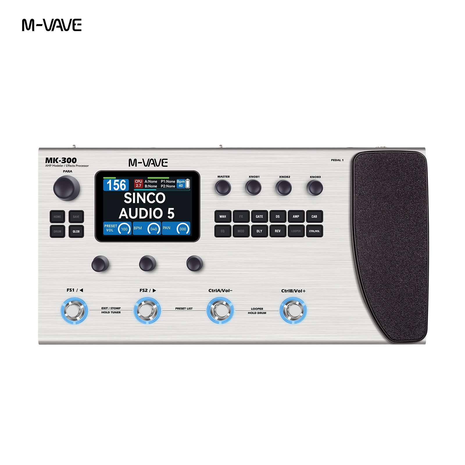 M-VAVE MK-300 吉他贝斯综合效果器带鼓机音量踏板
