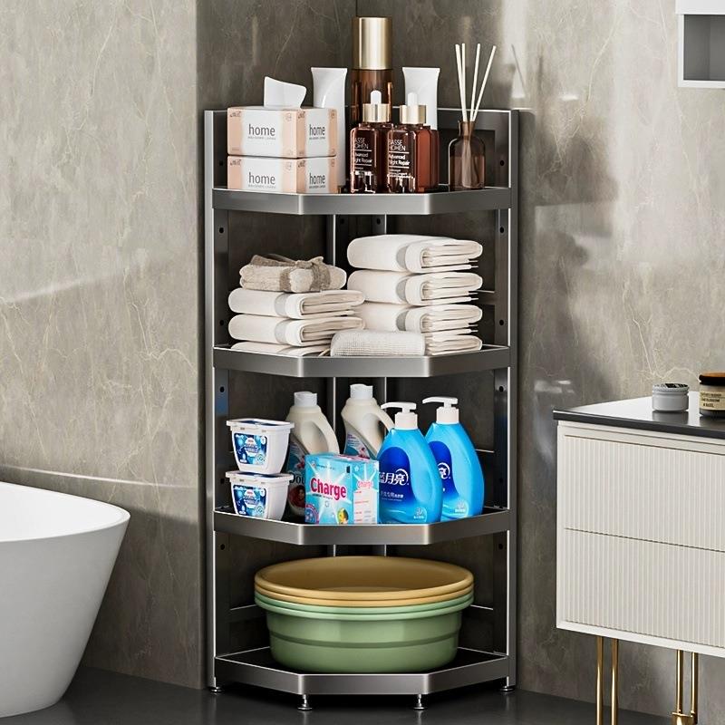 卫生间置物架浴室三角架多层夹缝转角收纳架厕所洗手间脸盆储物架