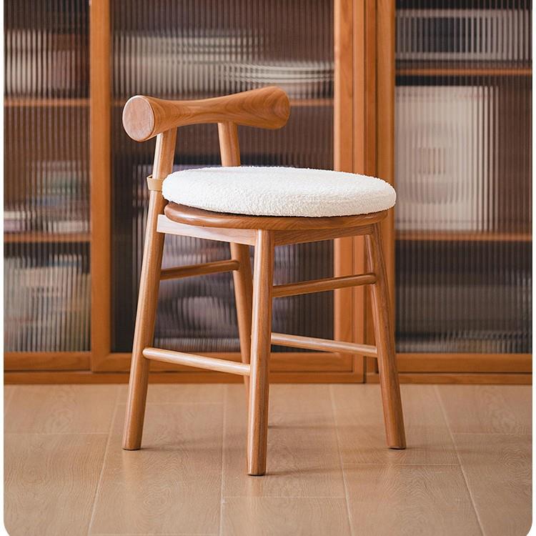 蝴蝶小凳家用实木小凳子樱桃木梳妆凳化妆凳带靠背圆凳椅子送坐垫