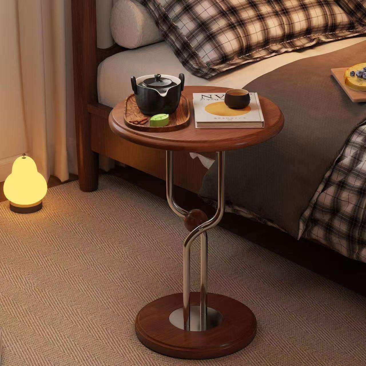 中古边几小户型沙漏设计师创意茶几不锈钢置物感阳台创意角几