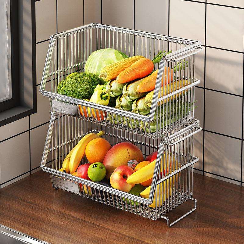 厨房菜篮子置物架落地多层水果蔬菜收纳筐小推车储物柜子
