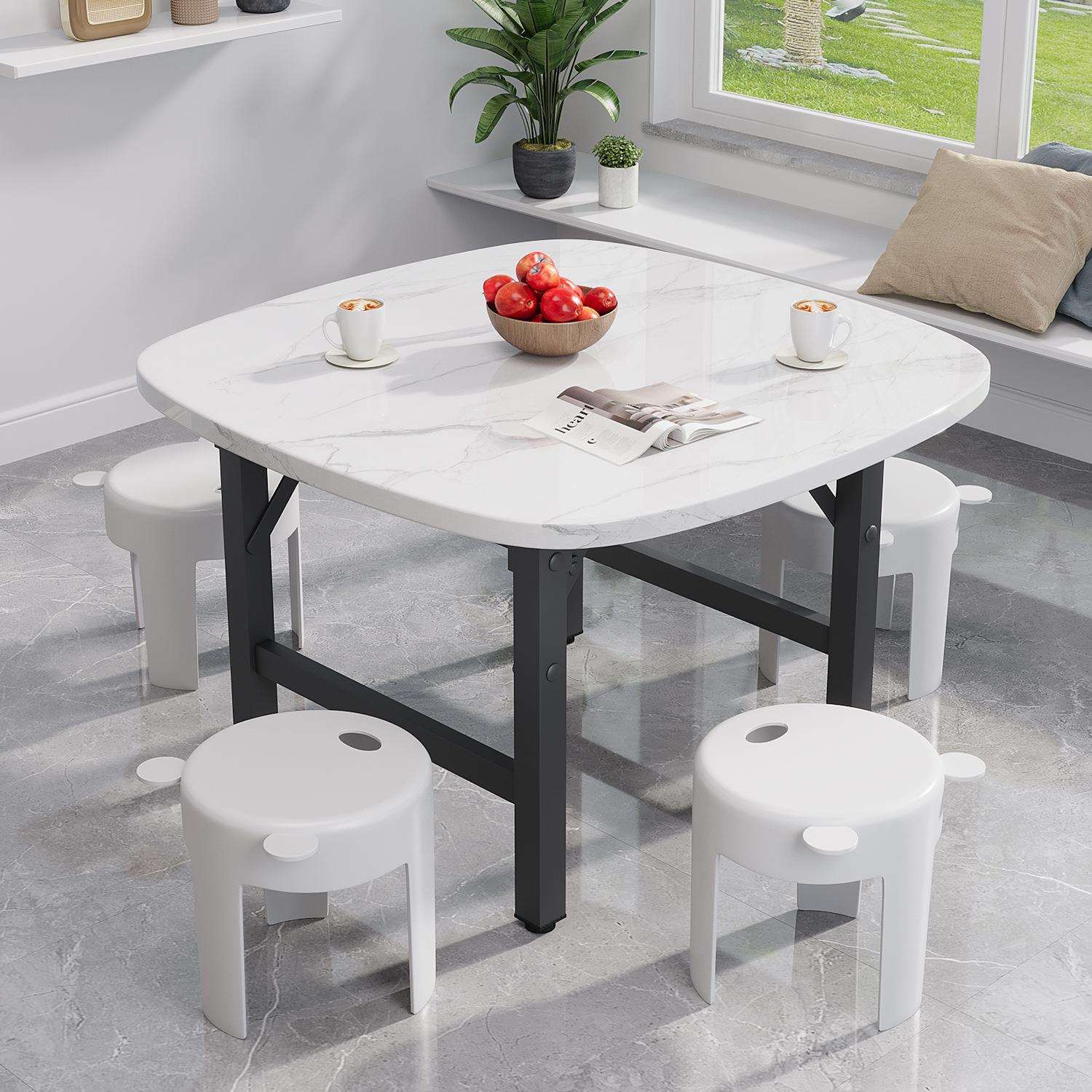 可折叠桌小户型家用圆餐桌便携式摆摊圆出租屋吃饭桌子户外四方桌