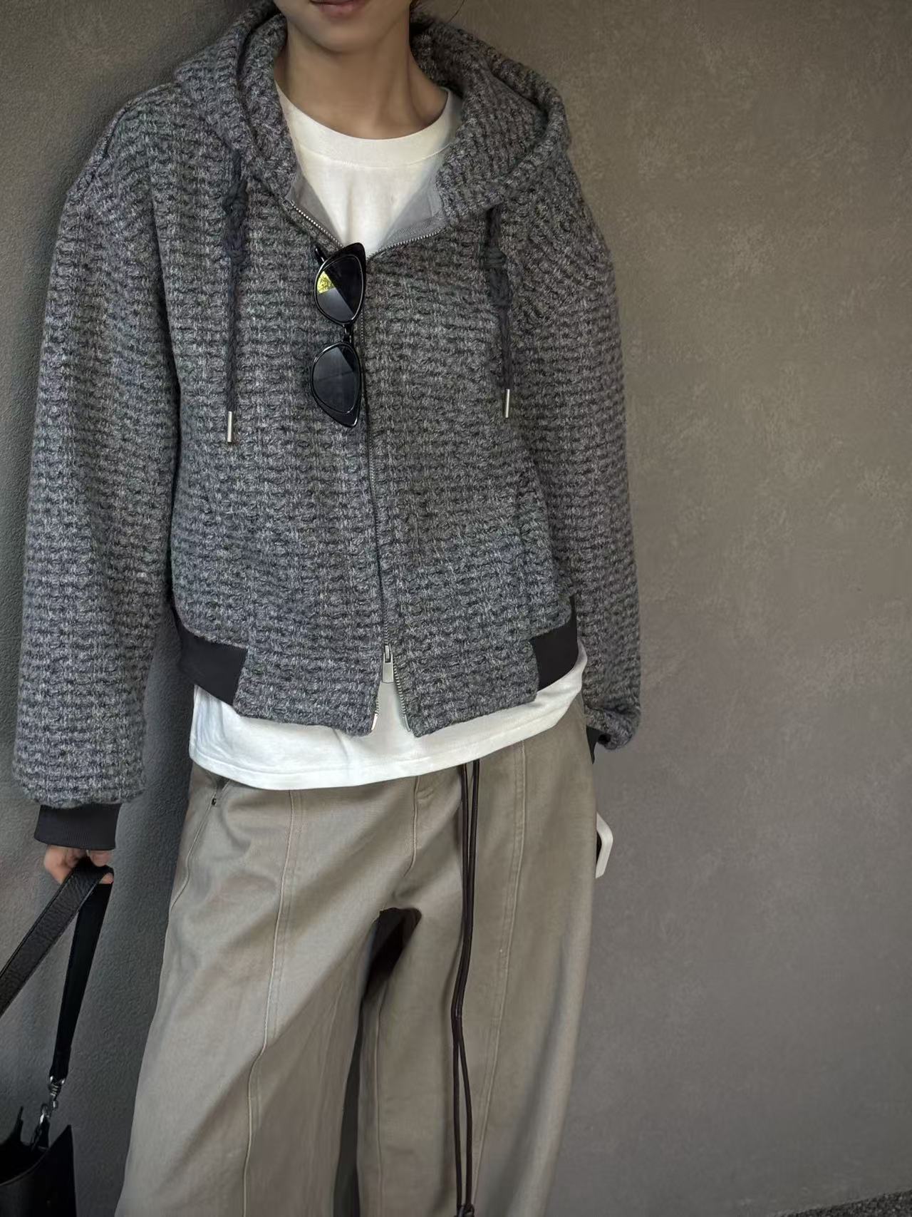 10/25 美式复古~加绒加厚纹理感连帽外套 胸围120衣长54