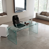 意大利进口正版 办公桌 Bright Fiam 玻璃书桌