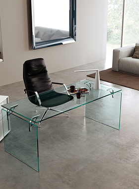 意大利进口正版 Fiam 玻璃书桌 Bright 办公桌