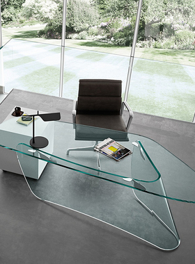 意大利进口正版 Fiam 玻璃书桌 Graph 办公桌