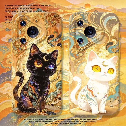 适用荣耀手机壳敦煌鎏金黑猫