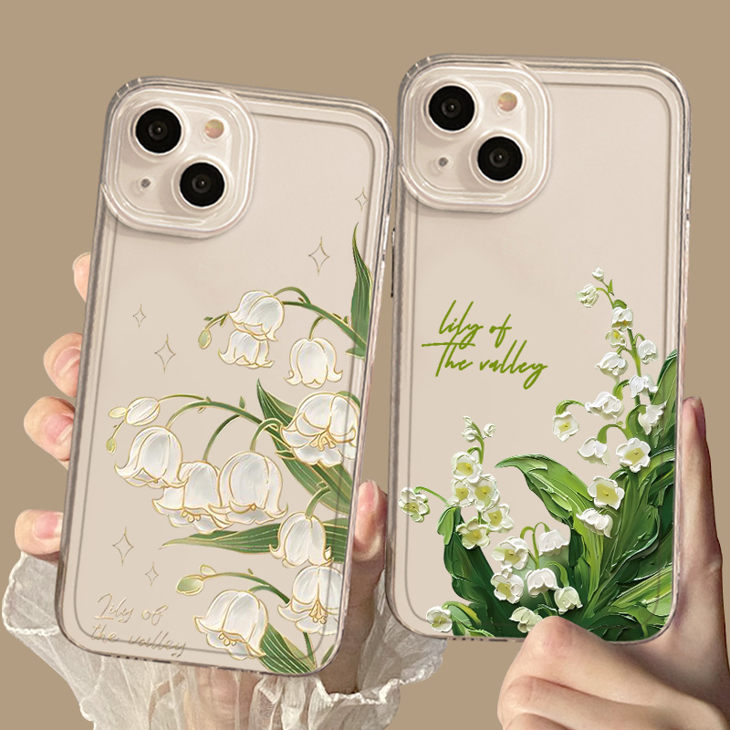 适用vivo系列手机壳透明铃兰花