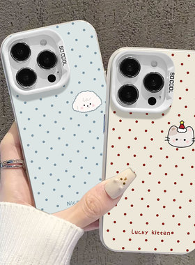 简约红色波点小猫咪适用小米13手机壳14小狗12新款17promax情侣note15红米k70k80k90k60k50k40女11/10/turbo4