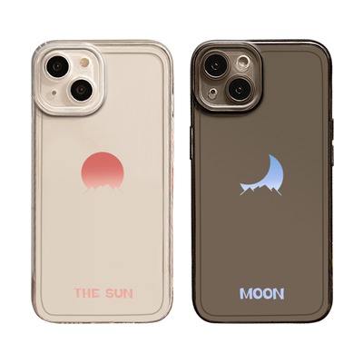 适用太阳月亮手机壳一加魅族透明